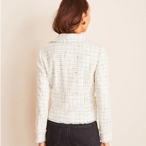 * SOLD* Ann Taylor Fringe Tweed Moto Jacket - Picture 5 of 17